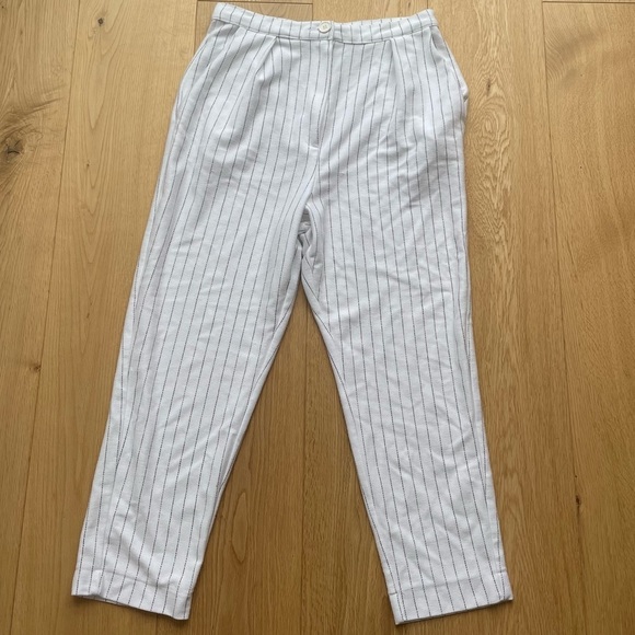 MANGO White & Black Regular Fit Striped Trousers - M - Picture 8 of 16